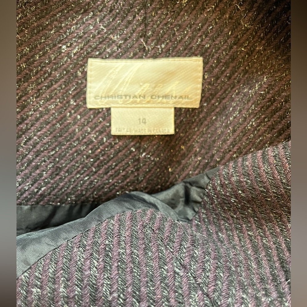 Christian Chenail candian designer  Women's Dark wool Blazer and skirt size 14 - Picture 10 of 11